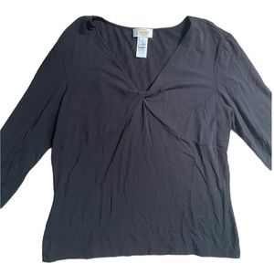 Talbots Women’s 2K 90s Style Stretchy Black Top Size XL